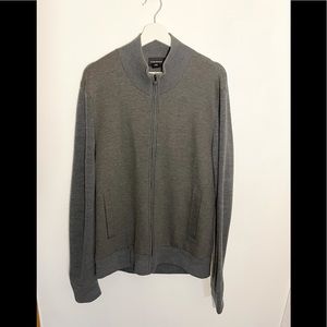 Club Monaco grey zip up with rib knit wool back